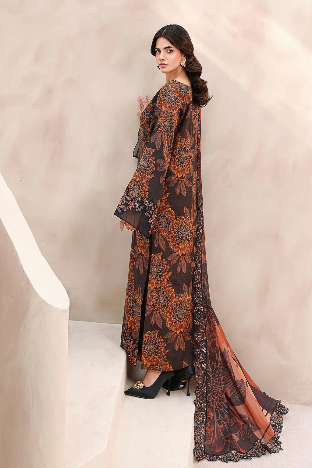 03-Piece Printed Lawn Suit - Unstitched