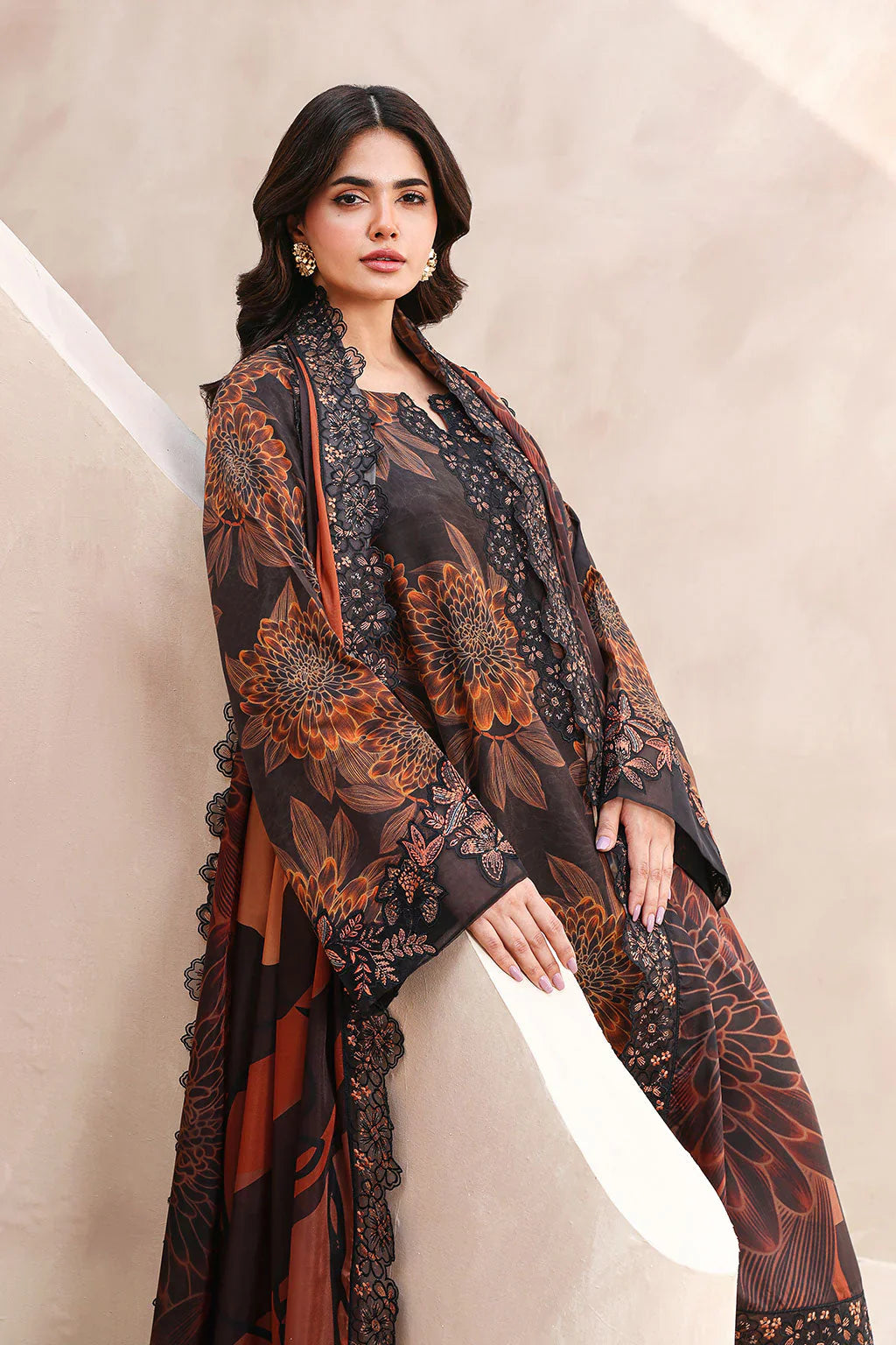 03-Piece Printed Lawn Suit - Unstitched