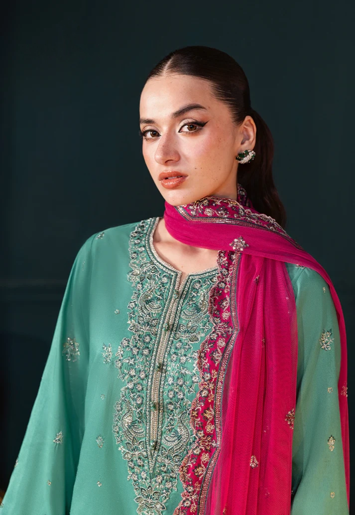 03-Piece Chiffon Suit With Embroidery - Unstitched