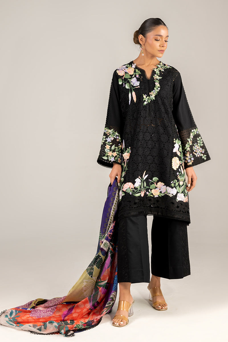 3 Piece Chikankari Embroidery Suit - Unstitched