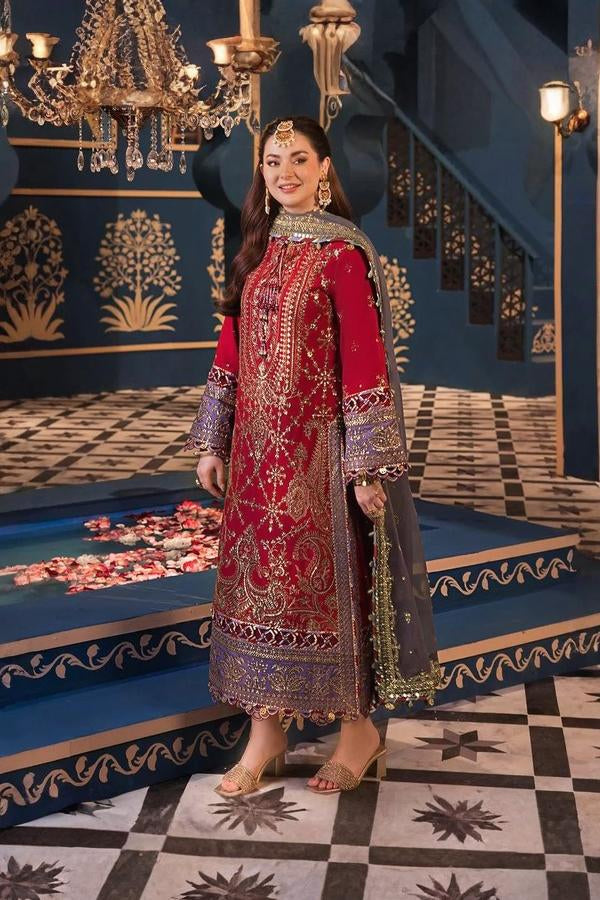 03-Piece Chiffon Suit With Heavy Embroidery - Unstitched