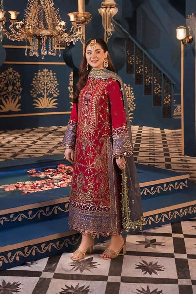 03-Piece Chiffon Suit With Heavy Embroidery - Unstitched
