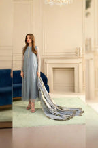 3 Piece Net Silk Suit - Unstitched