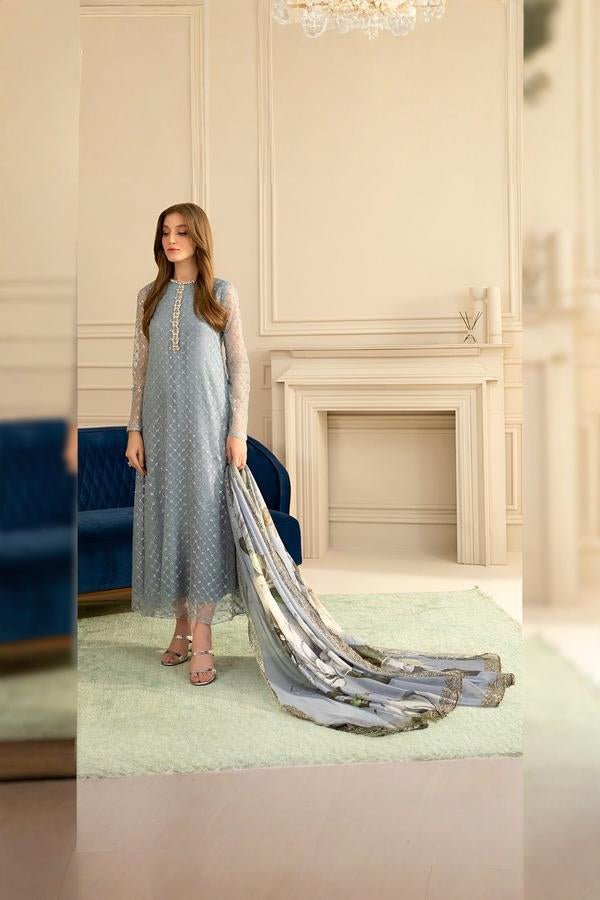 3 Piece Net Silk Suit - Unstitched