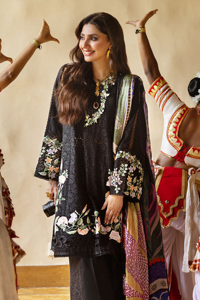 3 Piece Chikankari Embroidery Suit - Unstitched