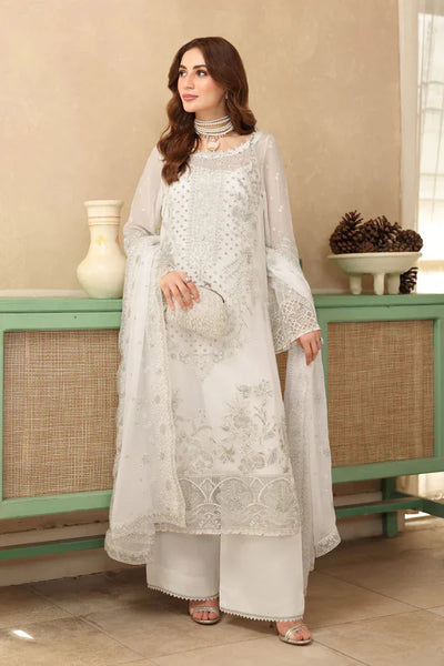 03-Piece Chiffon Suit With Embroidery - Unstitched