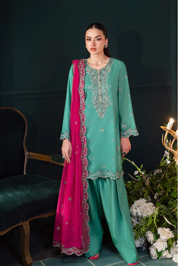 03-Piece Chiffon Suit With Embroidery - Unstitched