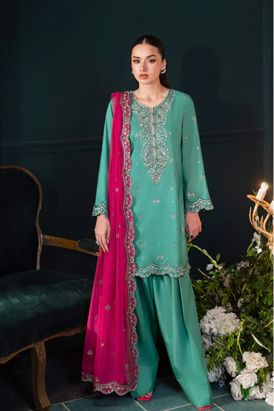 03-Piece Chiffon Suit With Embroidery - Unstitched