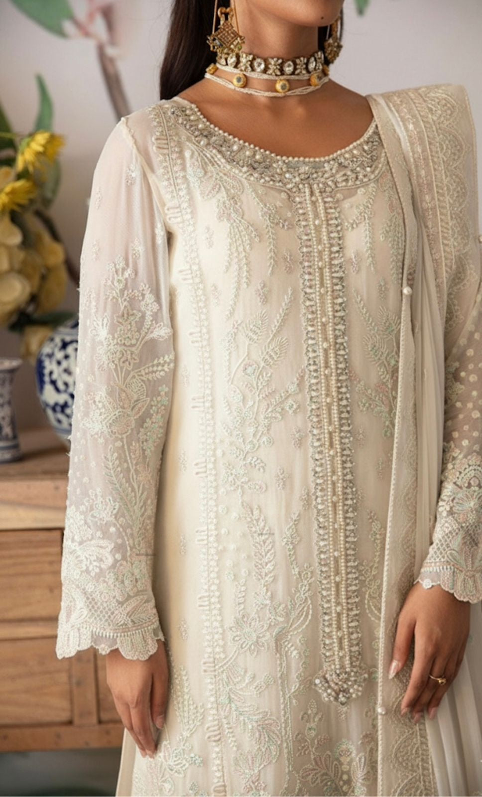 3 Piece Chiffon Embroidery Suit - Unstitched
