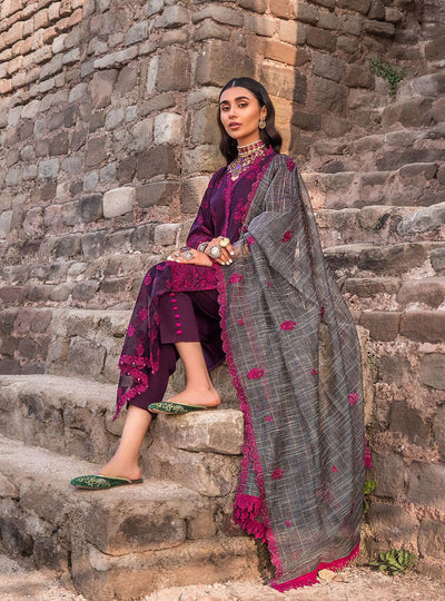 03-Piece Lawn Suit With Embroidery - Unstitched